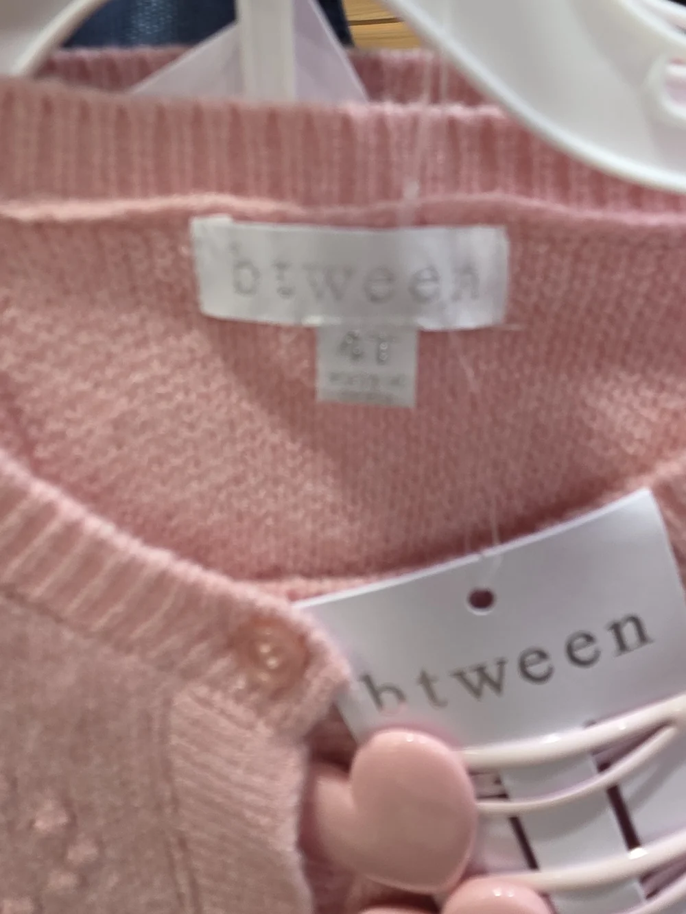 btween Soft Pink Knit Cardigan with Heart Buttons - Picture 6 of 7
